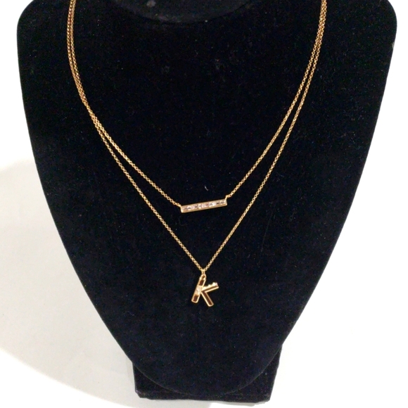 Elegant Gold-Tone Layered Initial Necklace, Stylish Personalized Women's Jewelry - Picture 3 of 7